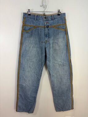 Marithe Francois Girbaud Light Blue Jeans with Tan Trim